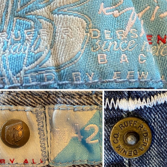 Rare RUFF RYDERS Denim Baggy Fit Jeans Mens Size 42 Logo Distressed DMX Hip Hop - Picture 3 of 13